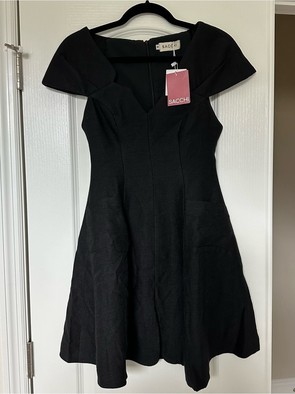 SACHI Black V-Neck Fit & Flare Mini Dress